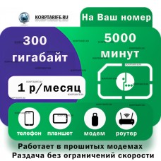 Безлимитный интернет и 5000 минут.1 рубль. Все регионы.Green