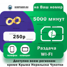 На Ваш номер.Абонентская 250.Все регионы.Green