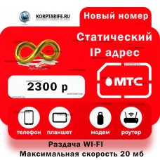 Безлимитный интернет для модема статический IP 2300.Все регионы.Red