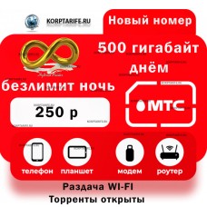 Новый номер.Абонентская 250.Все регионы.Red